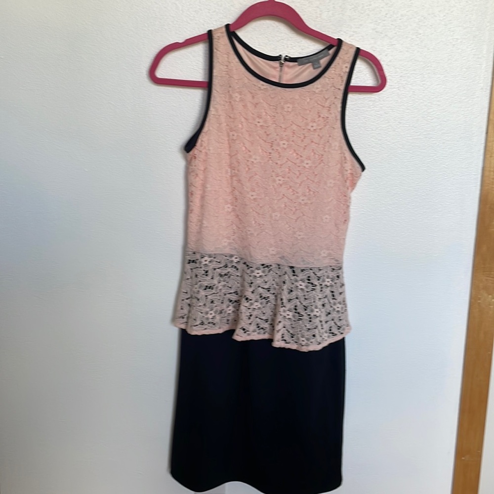 Sleeveless pink and black skirt attached size S by NY collection